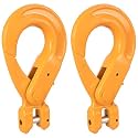Grade 80 Drop Self Locking Hook Steel Clevis Self-Locking Strength for Safety Chains Transport Binder Chain Safety Chain Clevis Self Locking Hooks Lifting (2 Pack, 3/8 Inches)