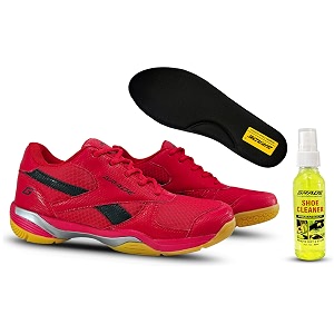 grade winner memory foam badminton shoes for men  non marking shoes for badminton men  squash shoes and table tennis non marking shoes for men  lightweight and comfortable gum sole shoes redblack