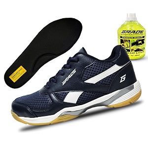grade winner memory foam badminton shoes for men  non marking shoes for badminton men  squash shoes and table tennis non marking shoes for men  lightweight and comfortable gum sole shoes navy