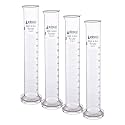 Graduated Cylinder, 500ml - Class A Tolerance ±2.50ml - Round Base - Blue Graduations - Borosilicate 3.3 Glass - Eisco Labs (Pack of 4)