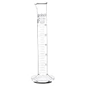 Graduated Cylinder, 50ml - Class A Tolerance ±0.50ml - Round Base - Blue Graduations - Borosilicate 3.3 Glass - Eisco Labs
