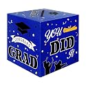 Graduation Card Box Graduation Decorations 2026 -Blue Black Graduations Card Holder, Foldable Cardboard Congrats Grad Card Gift Box for Graduations Party Decorations Favors Supplies