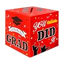 Graduation Card Box, Graduation Decorations 2026 Red and Black, Red Graduation Box, Graduation Card Holder, Foldable Cardboard Congrats Grad Card Gift Box for Graduation Party Supplies Party Favors