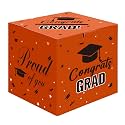 Graduation Card Box, 2026 Graduation Party Decorations Orange Card Box for Graduation Party 2026 Graduation Card Holder Foldable Congrats Grad Box for Gifts and Cards Graduation Party Favors Supplies