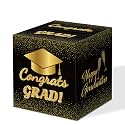 Graduation Card Box 2026 Graduation Party Decorations Congrats Grad Card Boxes Holder for Graduation Gift Graduation Party Favors Decor Party Supplies - Black gold