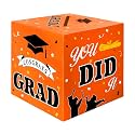 Graduation Card Box, Graduation Party Decorations 2026, Orange Graduation Box, Graduation Card Holder, Foldable Cardboard Congrats Grad Card Gift Box for Graduation Party Supplies Party Favors