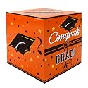 Graduation Card Box, Orange, 9 x 9 x 9 Inches, Class of 2025, Graduation Gift, Party Decoration