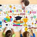 Graduation Coloring Tablecloth for Kids, Large 30x72 Inch Poster with Graduation Caps, Diplomas, Balloons, Perfect for Party Games, Classroom Activities, Decorations, Celebration Supplies