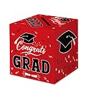 Graduation Congrats Card Box, 2025 Graduation Party Decorations, Congrats Grad Foldable Cardboard Decorations Money Box Holder for Gift Favors Decor Supplies Red