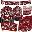 Graduation Decorations 2026 Disposable Maroon Graduation Tableware Kit for 50 Guests Plates Napkins Cups Tablecloth Hanging Graduation Party Decorations 2026