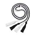Graduation Double Honor Cords with Tassel, 68" Long (Black+White)