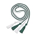 Graduation Double Honor Cord with Tassel, 68" (Emerald Green+White)