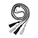 Graduation Double Honor Cords with Tassel, 68" Long (Black+Grey)