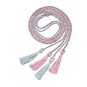 Graduation Double Honor Cords with Tassel, 68" Long (Pink+Sky Blue)