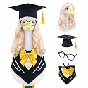 Graduation Porch Goose Accessories with Blonde Wig and Cap, 4-Piece