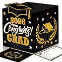 Graduation Wish Cards with Black and Gold Card Holder Box - 36PCS Class Of 2026 Advice Cards and 2026 Congrats Grad Card Box for Graduation Party Supplies Decoration