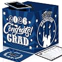 Graduation Wish Cards with Blue and Black Graduation Card Holder Box - 36PCS Class Of 2026 Graduation Advice Cards and 2026 Congrats Grad Card Box for Party Supplies Decoration