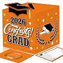 Graduation Wish Cards with Orange and Black Graduation Card Holder Box - 36PCS Class Of 2026 Graduation Advice Cards and 2026 Congrats Grad Card Box for Graduation Party Supplies Decoration