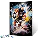 Graffiti Ice Hockey Racec Paint by Numbers Kits 16x20 inch Canvas America Sportsman/Athletes DIY Oil Painting for Kids, Adults Beginner Extreme Sports Paintwork with Brushes Men Gift(Frameless)