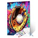 Graffitic Baseball Painting Baseball in Glover Paint by Number Kits 16 x 20 inch Canvas Extreme Sport DIY Oil Painting for Adults Beginner with Brushes and Acrylic, Home Decor Boho Gift(Frameless)