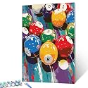 Graffitic Billiards Ball Paint by Numbers Kits for Adults Beginner Sports Pop Art Oil Paintwork American Snooker Digital Pictures 16"W x 20"H inch Home Decor Gift Art Craft (Frameless)