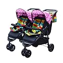 Grafken Twin Stroller, Multiple Births, Detachable Folding Twin Stroller, Adjustable, Awning, 6-Wheel Shock Absorber (Color : C)