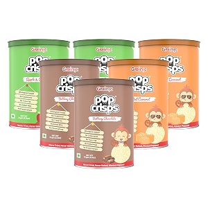 grainic popcrisps- assorted popped rice crisps i apple amp cinnamonsalted caramelbuttery chocolate i never baked never fried i 6 cans x 72 gms