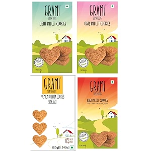 grami superfoods assorted millet cookies 150x4 ragi oats eight millet quinoa 150g