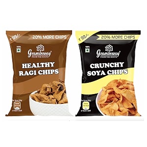 graminway crunchy soya chips and healthy ragi chips -2 x 100gm