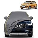 Grand i10 100% Waterproof Car Cover | Dustproof Sun Protection Cover | Soft Cotton Lining | Triple Stitched | Mirror Pocket | Antenna Pocket | All Weather Body Cover (Grey with Yellow Piping)
