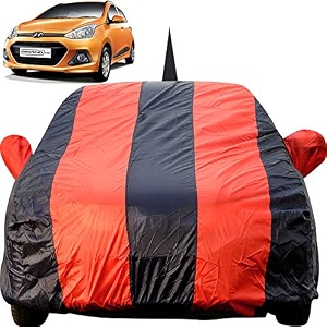 grand i10 dustproof car cover with mirror amp antenna pockets red blue stripes taffeta polystertriple stitched compatible with hyundai grand i10 car cover 2013 to 2019 grand i10 car accessories