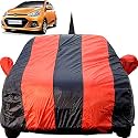Grand I10 Dustproof Car Cover with Mirror &amp; Antenna Pockets, Red Blue Stripes, Taffeta Polyster,Triple Stitched, Compatible with Hyundai Grand I10 Car Cover (2013 to 2019), Grand I10 Car Accessories