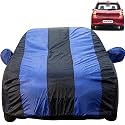 Grand I10 Nios Dustproof Car Cover with Mirror &amp; Antenna Pockets, Royal Blue Stripes, Taffeta Polyster,Triple Stitched, Compatible with Hyundai Grand I10 Nios Car Cover (2019 to 2024)"