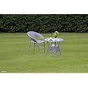 Grand Living 2-Piece Outdoor Bistro Set, Wicker Patio Chair and Round Table with Glass Top Weather-Resistant for Terrace, Lawn,&amp; Balcony (Grey, Chair &amp; Table)