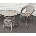 Grand Living 2-Piece Outdoor Bistro Set, Wicker Patio Chair and Round Table with Weaving Top Weather-Resistant for Terrace, Lawn,&amp; Balcony (Duble Colour, Chair &amp; Table)