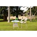 Grand Living 2-Piece Outdoor Bistro Set, Wicker Patio Chair and Round Table with Glass Top Weather-Resistant for Terrace, Lawn,&amp; Balcony (Beige, Chair &amp; Table)