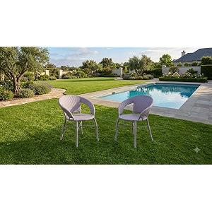 grand living 2-piece outdoor wicker patio chair weather-resistant chairs rattan for terrace lawnamp garden balcony grey 2 chair