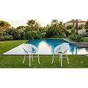 Grand Living 2-Piece Outdoor Wicker Patio Chair Weather-Resistant Chairs Rattan for Terrace, Lawn,&amp; Garden, Balcony (White)