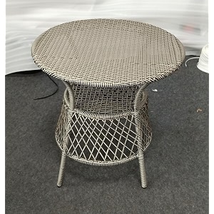grand living outdoor wicker patio garden table weaving top and storage shelf weather-resistant for terrace lawnamp balcony duble colour table
