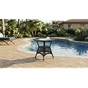 Grand Living Outdoor Wicker Patio Garden Table Glass Top and Storage Shelf, Weather-Resistant for Terrace, Lawn,&amp; Balcony (Black, Table)