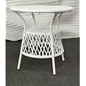 Grand Living Outdoor Wicker Patio Garden Table Weaving Top and Storage Shelf, Weather-Resistant for Terrace, Lawn,&amp; Balcony (White, Table)