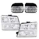 GRAND ORANGE Compatible for Chevy Avalanche 2003-2006/Silverado 1500HD 2003-2007 /Silverado 2500HD 2003-2006 4pcs Clear Corner Headlight Fog Lights Set &amp; 2pcs