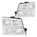 GRAND ORANGE Headlight Assembly Compatible with Chevy Silverado 1500 2500 3500 HD Models 2003-2006/ Fit Chevy Avalanche 1500 2500 03-06 Headlights (Fit No Cladding only)