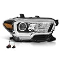 GRAND ORANGE Headlight Assembly Right Side Compatible with Toyota Tacoma 2016–2017, Fit Halogen Front Headlamp W/O LED DRL OE 8111004250 8111004260 TO2503243 Clear Lens Black Housing