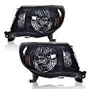 GRAND ORANGE Headlights Assembly Compatible with 2005-2011 Toyota Tacoma Driver &amp; Passenger Side Smoky Lens Black Housing 8115004163 8111004163 8115004173 8111004173 TO2502157 TO2503157 TO2503181