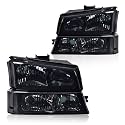 GRAND ORANGE Headlights Assembly Fit Chevy Silverado/Avalanche 2003-2006