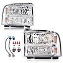 GRAND ORANGE Headlights Fit Ford F250 F350 F450 F550 Super Duty 1999-2004