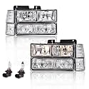 GRAND ORANGE Headlights Assembly, Compatible with GMC Sierra C/K Yukon 1500 2500 1994 1995 1996 1997 1998 Fit Chevy C/K C10 Suburban Corner HeadLamp（Clear lens Chrome Housing Clear Reflector）