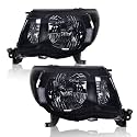 GRAND ORANGE Headlights Assembly Compatible with Toyota Tacoma 2005 2006 2007 2008 2009 2010 2011 Headlights Smoke lens Black Housing Clear
