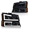 GRAND ORANGE LED DRL Headlight Fit Chevy Silverado/Avalanche 2003-2006